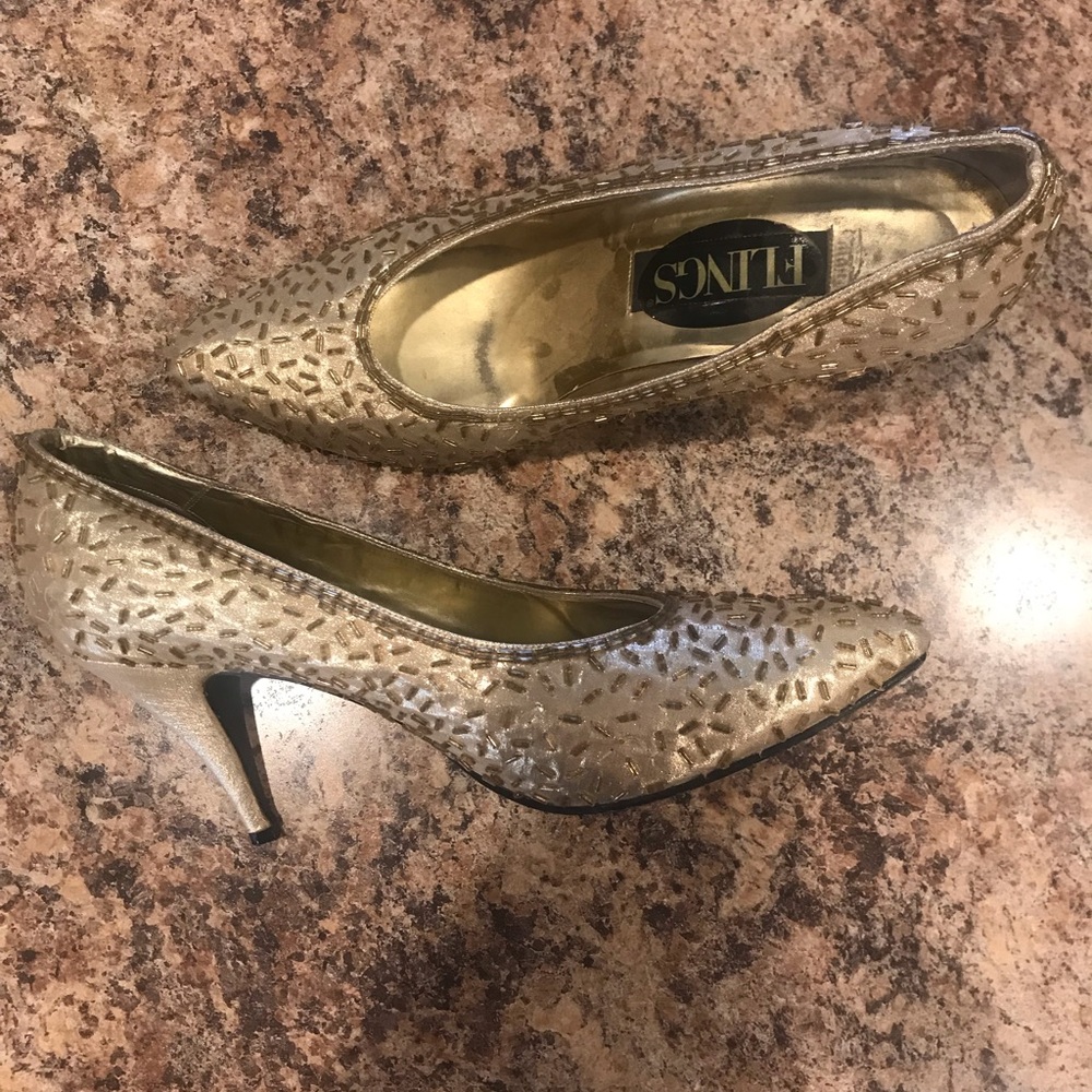 Gold Sequined High Heels - Picture 5 of 7